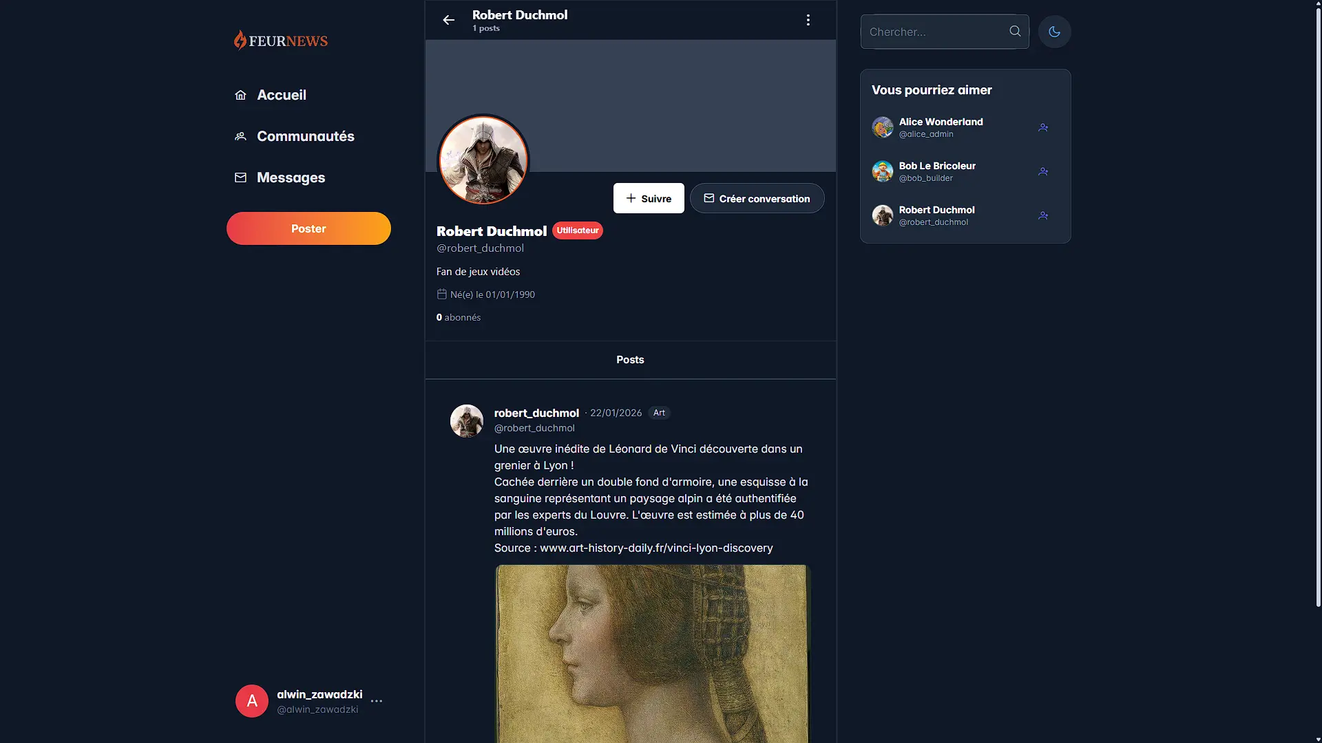 FeurNews Profile Page