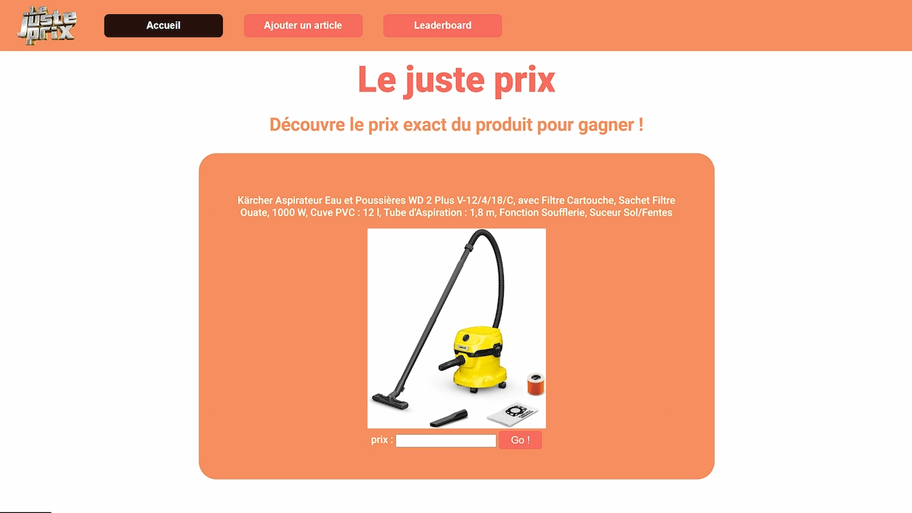 Le Juste Prix Game Page