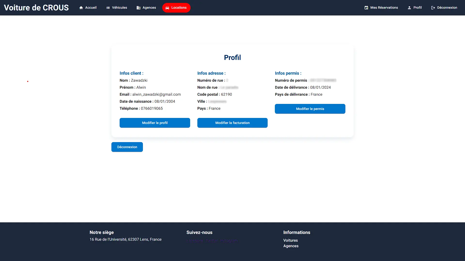 Voiture de Crous My Profile Page