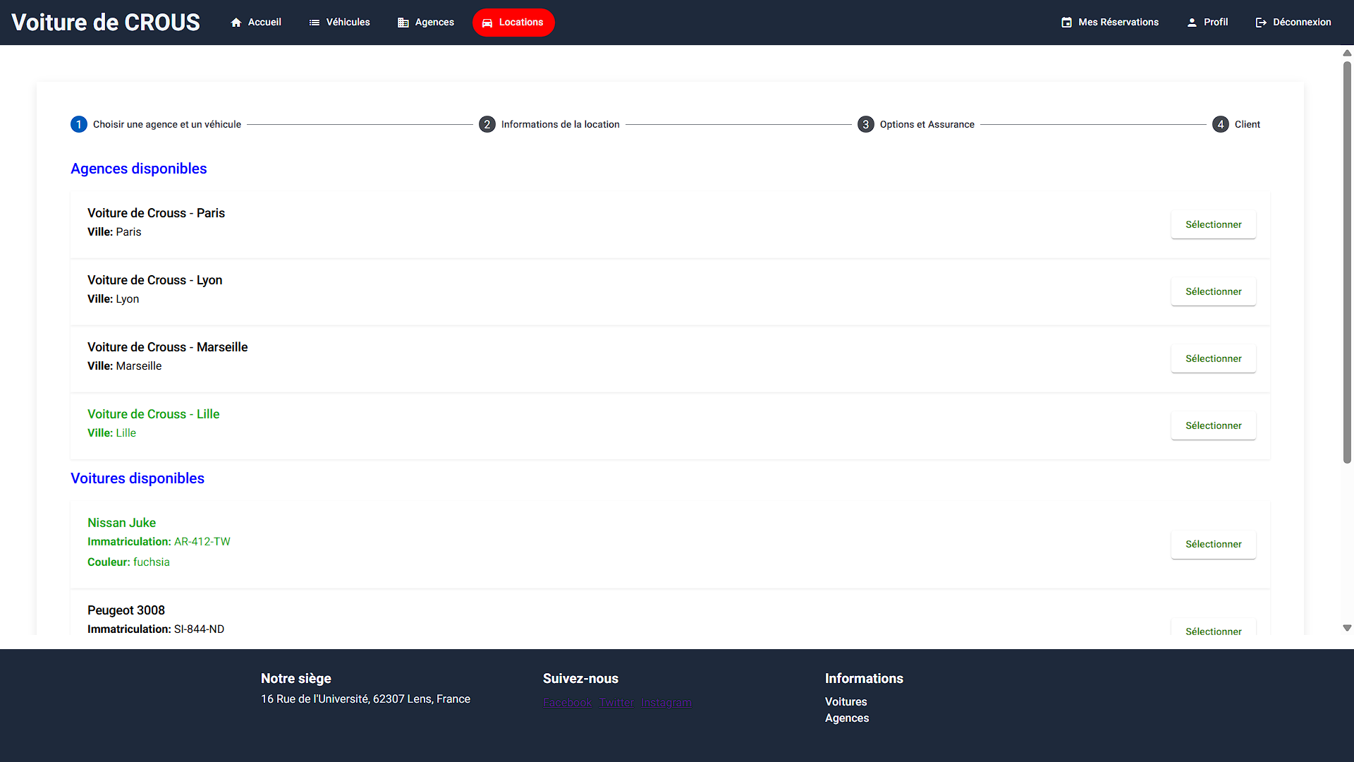 Voiture de Crous Reservation Page 1